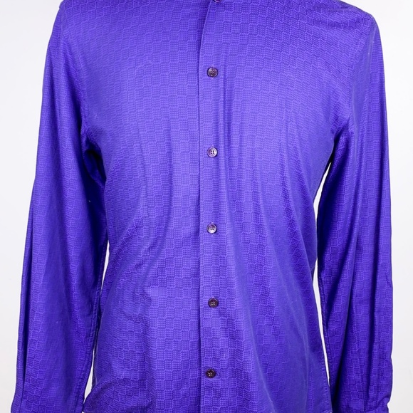 Versace mens Blue Patterned Button Up dress Shirt - Picture 5 of 5